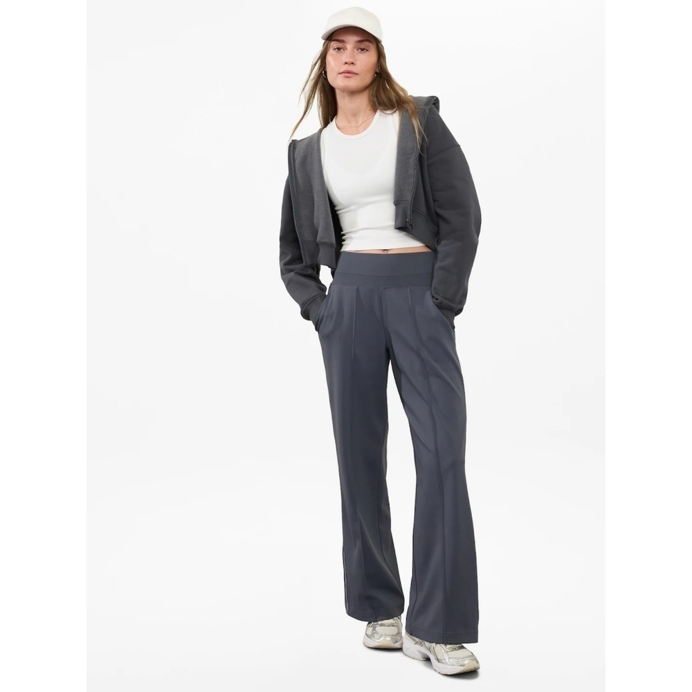 Athleta Venice High Rise Track Stripe Wide Leg Pants In Granite Blue White 3X